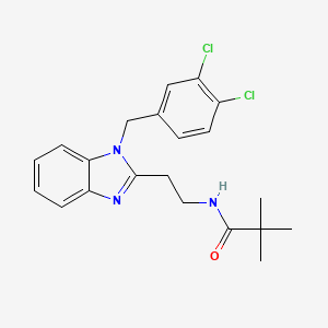 molecular formula C21H23Cl2N3O B11486707 N-{2-[1-(3,4-dichlorobenzyl)-1H-benzimidazol-2-yl]ethyl}-2,2-dimethylpropanamide 