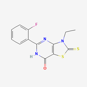 molecular formula C13H10FN3OS2 B11486709 3-ethyl-5-(2-fluorophenyl)-2-thioxo-2,3-dihydro[1,3]thiazolo[4,5-d]pyrimidin-7(6H)-one 