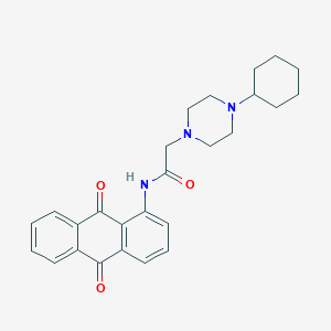 molecular formula C26H29N3O3 B11486728 2-(4-cyclohexylpiperazin-1-yl)-N-(9,10-dioxo-9,10-dihydroanthracen-1-yl)acetamide 