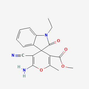 Methyl 2'-amino-3'-cyano-1-ethyl-6'-methyl-2-oxo-1,2-dihydrospiro[indole-3,4'-pyran]-5'-carboxylate