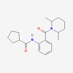 molecular formula C20H28N2O2 B11486779 N-[2-(2,6-dimethylpiperidine-1-carbonyl)phenyl]cyclopentanecarboxamide 