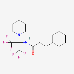 molecular formula C17H26F6N2O B11486799 3-cyclohexyl-N-[1,1,1,3,3,3-hexafluoro-2-(piperidin-1-yl)propan-2-yl]propanamide 