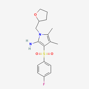 molecular formula C17H21FN2O3S B11486803 3-[(4-fluorophenyl)sulfonyl]-4,5-dimethyl-1-(tetrahydrofuran-2-ylmethyl)-1H-pyrrol-2-amine 