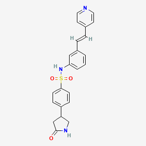 molecular formula C23H21N3O3S B11486815 4-(5-oxopyrrolidin-3-yl)-N-{3-[(E)-2-(pyridin-4-yl)ethenyl]phenyl}benzenesulfonamide 