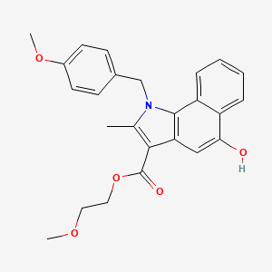 molecular formula C25H25NO5 B11486866 2-methoxyethyl 5-hydroxy-1-(4-methoxybenzyl)-2-methyl-1H-benzo[g]indole-3-carboxylate 