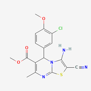 molecular formula C17H15ClN4O3S B11486868 methyl 3-amino-5-(3-chloro-4-methoxyphenyl)-2-cyano-7-methyl-5H-[1,3]thiazolo[3,2-a]pyrimidine-6-carboxylate 