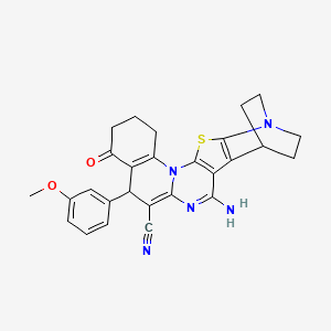 4-amino-8-(3-methoxyphenyl)-10-oxo-17-thia-5,15,19-triazahexacyclo[17.2.2.02,18.03,16.06,15.09,14]tricosa-2(18),3(16),4,6,9(14)-pentaene-7-carbonitrile