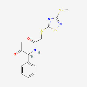 2-{[3-(methylsulfanyl)-1,2,4-thiadiazol-5-yl]sulfanyl}-N-(2-oxo-1-phenylpropyl)acetamide