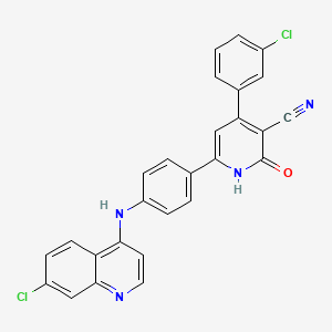 4-(3-Chlorophenyl)-6-{4-[(7-chloroquinolin-4-yl)amino]phenyl}-2-oxo-1,2-dihydropyridine-3-carbonitrile