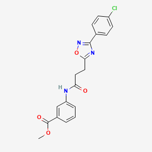 molecular formula C19H16ClN3O4 B11486966 Methyl 3-({3-[3-(4-chlorophenyl)-1,2,4-oxadiazol-5-yl]propanoyl}amino)benzoate 