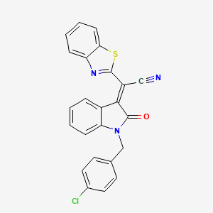 molecular formula C24H14ClN3OS B11487008 (2E)-1,3-benzothiazol-2-yl[1-(4-chlorobenzyl)-2-oxo-1,2-dihydro-3H-indol-3-ylidene]ethanenitrile 