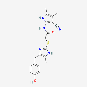 N-(3-cyano-4,5-dimethyl-1H-pyrrol-2-yl)-2-{[5-(4-hydroxybenzyl)-4-methyl-1H-imidazol-2-yl]sulfanyl}acetamide