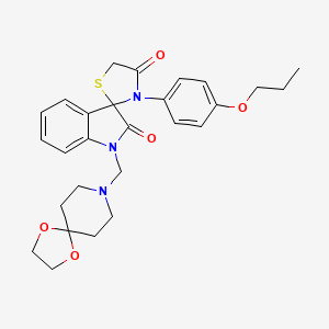 molecular formula C27H31N3O5S B11487029 1-({1,4-Dioxa-8-azaspiro[4.5]decan-8-YL}methyl)-3'-(4-propoxyphenyl)-1,2-dihydrospiro[indole-3,2'-[1,3]thiazolidine]-2,4'-dione 