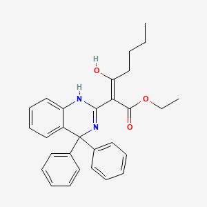 molecular formula C29H30N2O3 B11487034 ethyl (2E)-2-(4,4-diphenyl-3,4-dihydroquinazolin-2(1H)-ylidene)-3-oxoheptanoate 