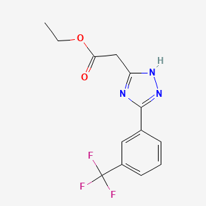 molecular formula C13H12F3N3O2 B11487042 ethyl 2-{5-[3-(trifluoromethyl)phenyl]-4H-1,2,4-triazol-3-yl}acetate 