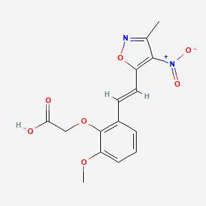 molecular formula C15H14N2O7 B11487047 {2-methoxy-6-[(E)-2-(3-methyl-4-nitro-1,2-oxazol-5-yl)ethenyl]phenoxy}acetic acid 