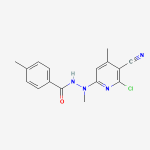 molecular formula C16H15ClN4O B11487060 N'-(6-chloro-5-cyano-4-methylpyridin-2-yl)-N',4-dimethylbenzohydrazide 