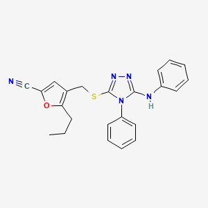 4-{[(5-anilino-4-phenyl-4H-1,2,4-triazol-3-yl)sulfanyl]methyl}-5-propyl-2-furonitrile