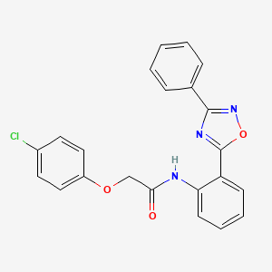 molecular formula C22H16ClN3O3 B11487080 2-(4-chlorophenoxy)-N-[2-(3-phenyl-1,2,4-oxadiazol-5-yl)phenyl]acetamide 