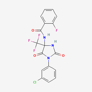 N-[1-(3-chlorophenyl)-2,5-dioxo-4-(trifluoromethyl)imidazolidin-4-yl]-2-fluorobenzamide