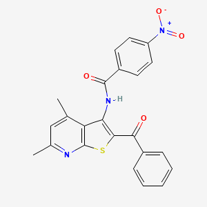 molecular formula C23H17N3O4S B11487105 Benzamide, N-(2-benzoyl-4,6-dimethylthieno[2,3-b]pyridin-3-yl)-4-nitro- CAS No. 918661-19-5