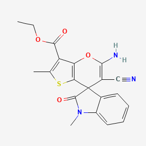 Ethyl 5'-amino-6'-cyano-1,2'-dimethyl-2-oxo-1,2-dihydrospiro[indole-3,7'-thieno[3,2-b]pyran]-3'-carboxylate