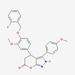 4-{4-[(2-fluorobenzyl)oxy]-3-methoxyphenyl}-3-(4-methoxyphenyl)-4,5-dihydropyrano[2,3-c]pyrazol-6(1H)-one