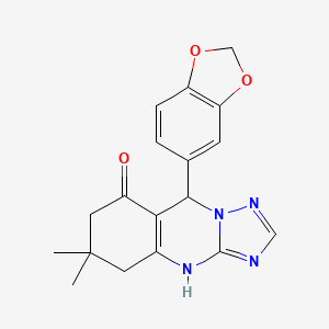 molecular formula C18H18N4O3 B11487145 9-(1,3-benzodioxol-5-yl)-6,6-dimethyl-5,6,7,9-tetrahydro[1,2,4]triazolo[5,1-b]quinazolin-8(4H)-one 