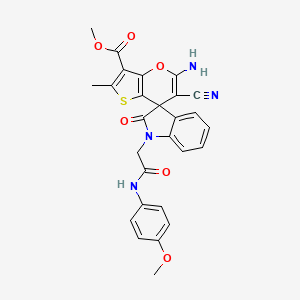 molecular formula C27H22N4O6S B11487163 Methyl 5'-amino-6'-cyano-1-{[(4-methoxyphenyl)carbamoyl]methyl}-2'-methyl-2-oxo-1,2-dihydrospiro[indole-3,7'-thieno[3,2-B]pyran]-3'-carboxylate 