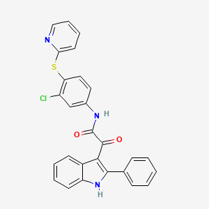 N-[3-chloro-4-(pyridin-2-ylsulfanyl)phenyl]-2-oxo-2-(2-phenyl-1H-indol-3-yl)acetamide