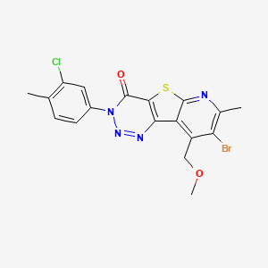 molecular formula C18H14BrClN4O2S B11487204 12-bromo-5-(3-chloro-4-methylphenyl)-13-(methoxymethyl)-11-methyl-8-thia-3,4,5,10-tetrazatricyclo[7.4.0.02,7]trideca-1(13),2(7),3,9,11-pentaen-6-one 