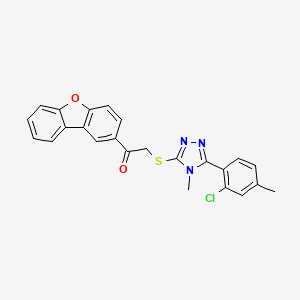 2-{[5-(2-chloro-4-methylphenyl)-4-methyl-4H-1,2,4-triazol-3-yl]sulfanyl}-1-(dibenzo[b,d]furan-2-yl)ethanone