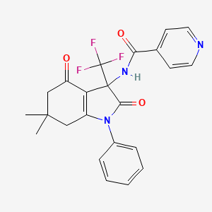 N-[6,6-dimethyl-2,4-dioxo-1-phenyl-3-(trifluoromethyl)-2,3,4,5,6,7-hexahydro-1H-indol-3-yl]pyridine-4-carboxamide