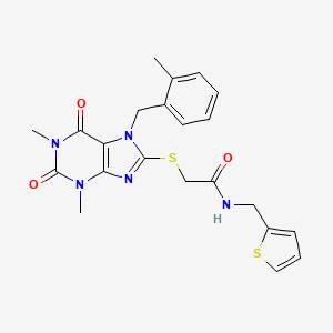 2-{[1,3-dimethyl-7-(2-methylbenzyl)-2,6-dioxo-2,3,6,7-tetrahydro-1H-purin-8-yl]sulfanyl}-N-(thiophen-2-ylmethyl)acetamide