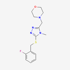 molecular formula C15H19FN4OS B11487309 4-({5-[(2-fluorobenzyl)sulfanyl]-4-methyl-4H-1,2,4-triazol-3-yl}methyl)morpholine 