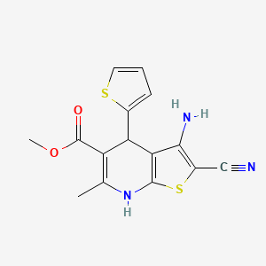 Methyl 3-amino-2-cyano-6-methyl-4-(thiophen-2-yl)-4,7-dihydrothieno[2,3-b]pyridine-5-carboxylate