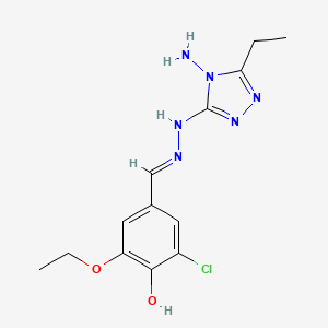 4-{(E)-[2-(4-amino-5-ethyl-4H-1,2,4-triazol-3-yl)hydrazinylidene]methyl}-2-chloro-6-ethoxyphenol