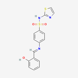 molecular formula C16H13N3O3S2 B11487421 ({4-[(1E)-2-(2-hydroxyphenyl)-1-azavinyl]phenyl}sulfonyl)-1,3-thiazol-2-ylamin e CAS No. 7354-98-5