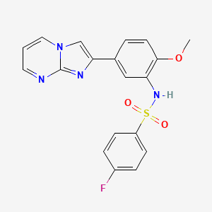 4-fluoro-N-(5-(imidazo[1,2-a]pyrimidin-2-yl)-2-methoxyphenyl)benzenesulfonamide