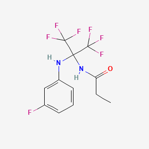 N-(2,2,2-Trifluoro-1-(3-fluoroanilino)-1-(trifluoromethyl)ethyl)propanamide