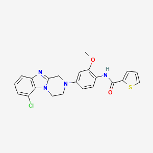 molecular formula C22H19ClN4O2S B11487513 N-[4-(6-chloro-3,4-dihydropyrazino[1,2-a]benzimidazol-2(1H)-yl)-2-methoxyphenyl]thiophene-2-carboxamide 