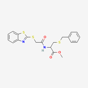 molecular formula C20H20N2O3S3 B11487518 methyl N-[(1,3-benzothiazol-2-ylsulfanyl)acetyl]-S-benzylcysteinate 