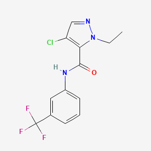 molecular formula C13H11ClF3N3O B11487525 4-chloro-1-ethyl-N-[3-(trifluoromethyl)phenyl]-1H-pyrazole-5-carboxamide 