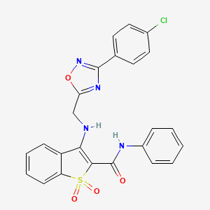 molecular formula C24H17ClN4O4S B11487585 3-({[3-(4-chlorophenyl)-1,2,4-oxadiazol-5-yl]methyl}amino)-N-phenyl-1-benzothiophene-2-carboxamide 1,1-dioxide 