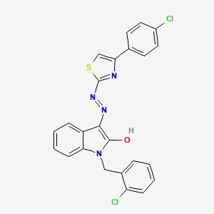 (3Z)-1-(2-chlorobenzyl)-3-{(2Z)-[4-(4-chlorophenyl)-1,3-thiazol-2(3H)-ylidene]hydrazinylidene}-1,3-dihydro-2H-indol-2-one