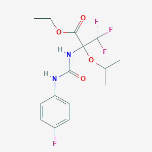 molecular formula C15H18F4N2O4 B11487672 Propanoic acid, 3,3,3-trifluoro-2-[[[(4-fluorophenyl)amino]carbonyl]amino]-2-(1-methylethoxy)-, ethyl ester 