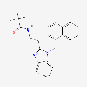 molecular formula C25H27N3O B11487680 2,2-dimethyl-N-{2-[1-(naphthalen-1-ylmethyl)-1H-benzimidazol-2-yl]ethyl}propanamide 