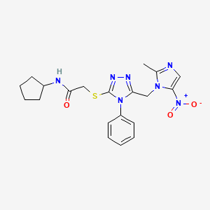 N-cyclopentyl-2-({5-[(2-methyl-5-nitro-1H-imidazol-1-yl)methyl]-4-phenyl-4H-1,2,4-triazol-3-yl}sulfanyl)acetamide