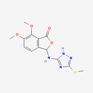 molecular formula C13H14N4O4S B11487727 1(3H)-Isobenzofuranone, 6,7-dimethoxy-3-[[5-(methylthio)-1H-1,2,4-triazol-3-yl]amino]- 