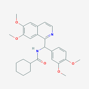 molecular formula C27H32N2O5 B11487738 N-[(6,7-dimethoxyisoquinolin-1-yl)(3,4-dimethoxyphenyl)methyl]cyclohexanecarboxamide 